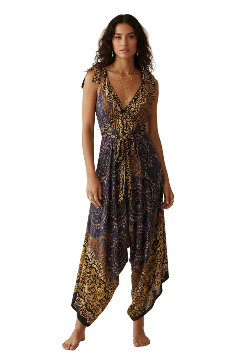 Boho Jumpsuit, Bohemian Clothing, Boho jumpsuit Harem Pants, Loose Yoga  Festival Pants, Wide Leg Women Festival Pants, Hippie Summer Romper