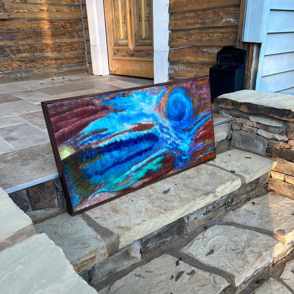 Wall Modern Large Reclaimed Wood Art, Abstract Mix Media Decor Original Oil Painting Wall Art, Farmhouse country CabIn Contemporary Decor