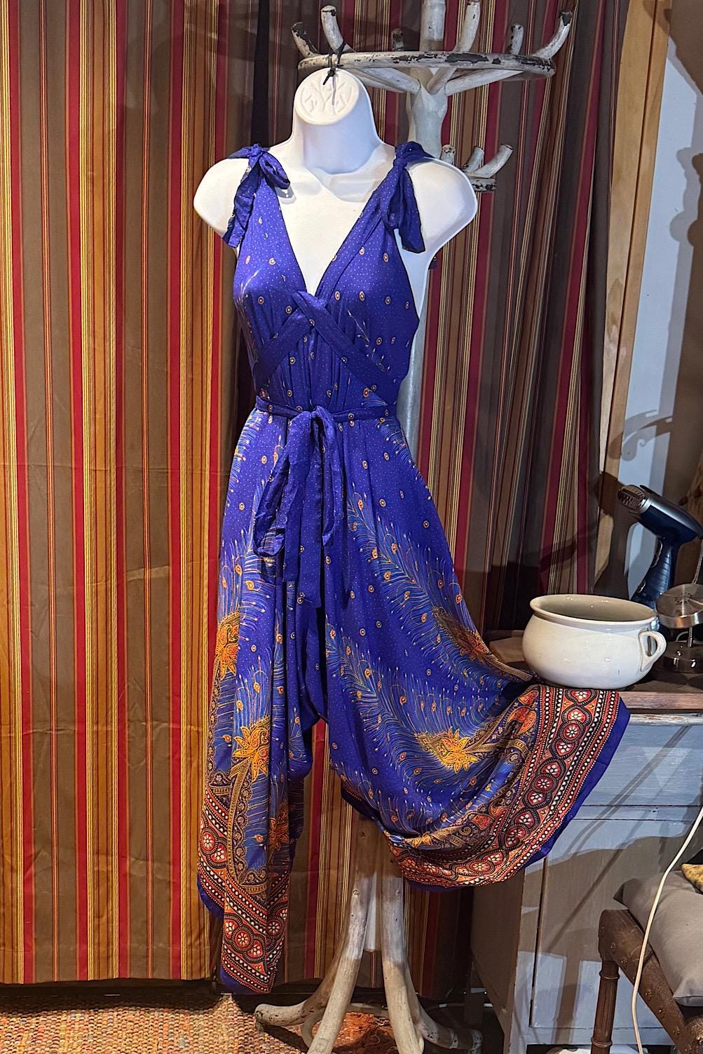 Boho Rayon Jumpsuit: Harem Yoga Festival Pants