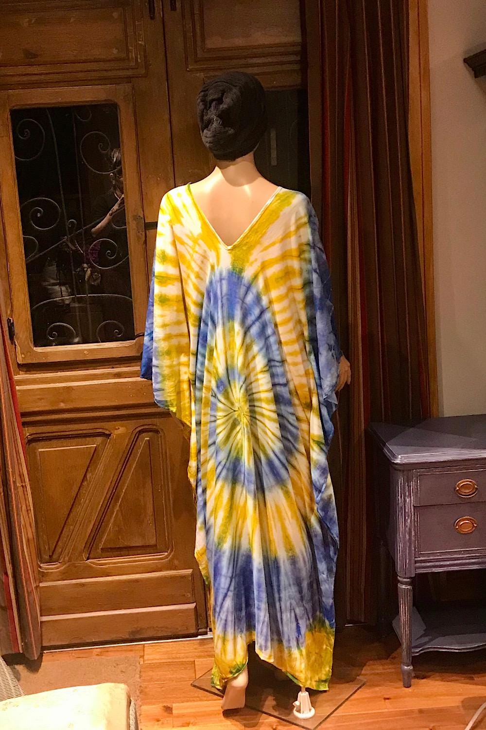 Kaftan Tie Dye Dress, Boho Kaftan kimono Dress, Hippie Kaftan Dress, Bohemian Festival Ethnic Kaftan, Boho Gypsy Dress, Beach Kimono Dress