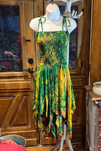 Bohemian Dress,  Tie Dye Vintage Sari Silk Bohemian Boho Chic Festival Ethnic Hippie Summer dress, Gypsy Dress, Fairy Beach Boho Dress,
