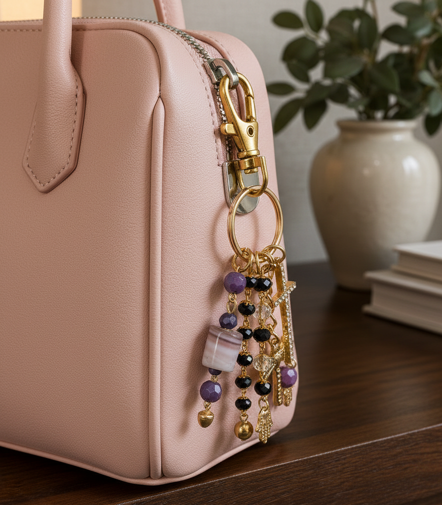 Decorative Beaded Charm Keychain Accessory