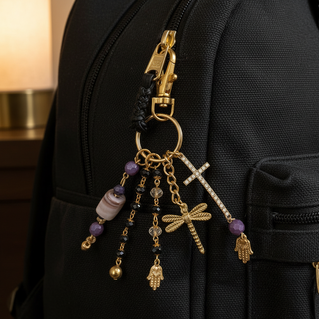 Decorative Beaded Charm Keychain Accessory