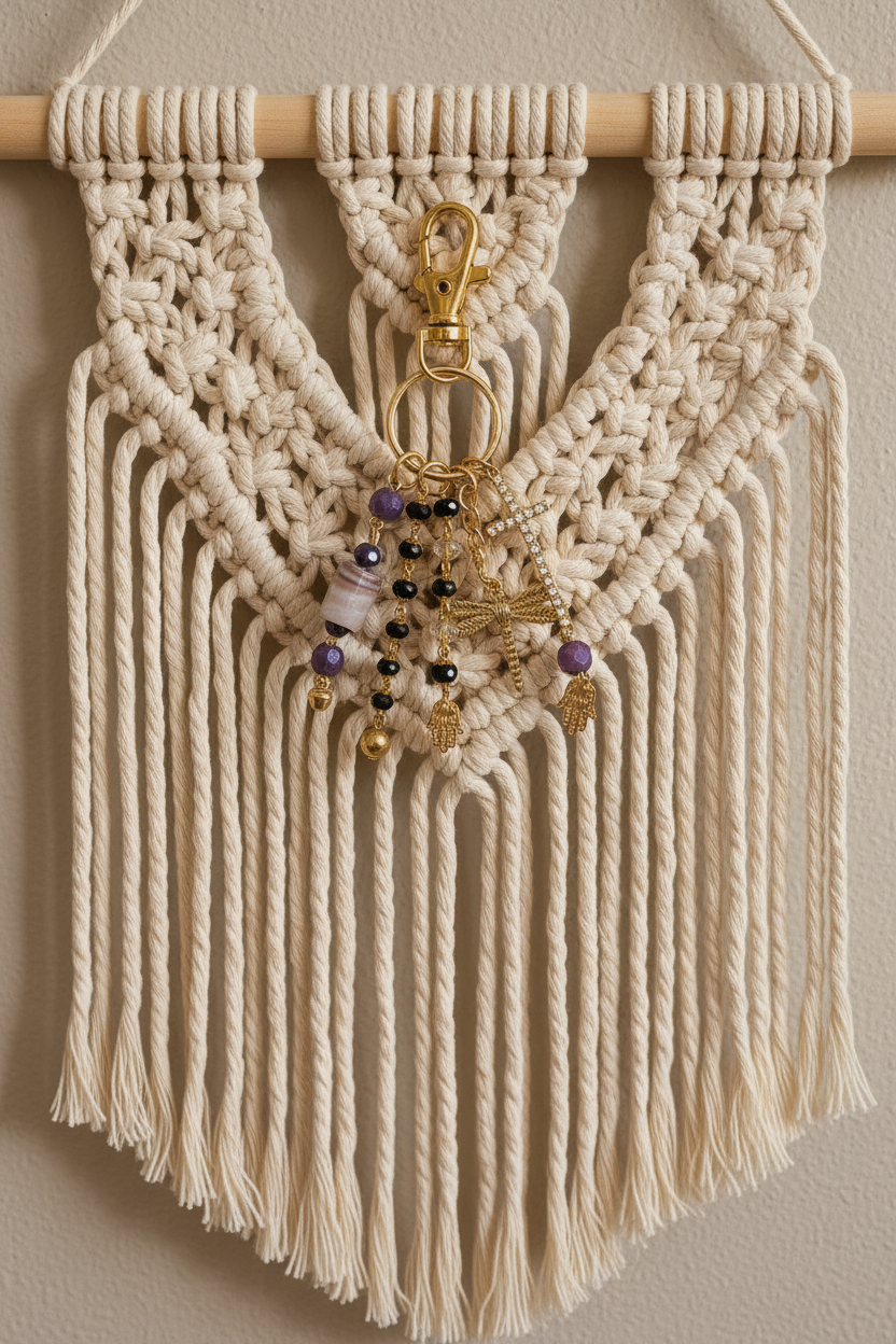 Decorative Beaded Charm Keychain Accessory