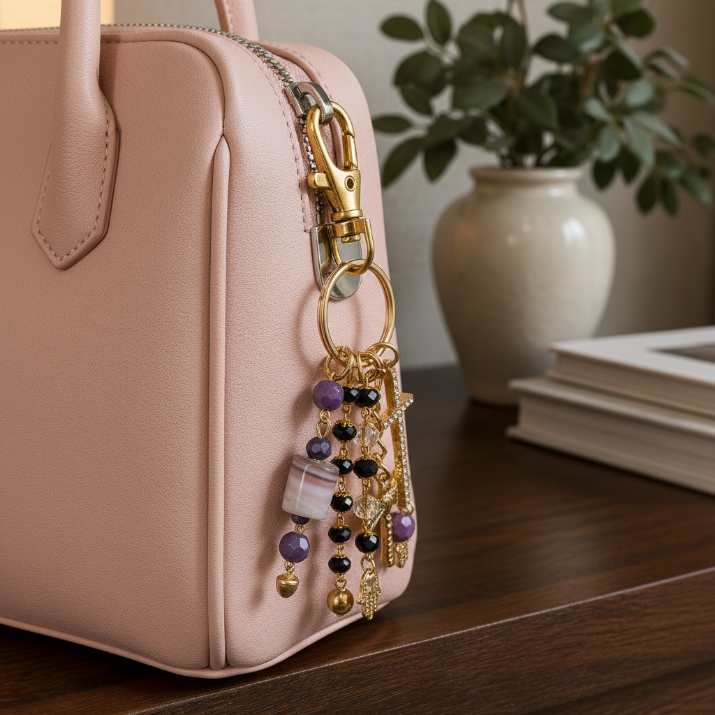 Decorative Beaded Charm Keychain Accessory
