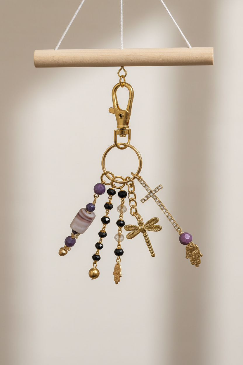 Decorative Beaded Charm Keychain Accessory