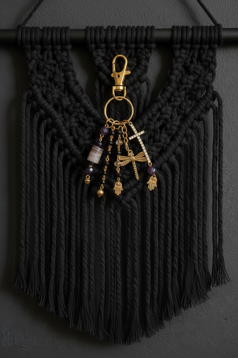 Decorative Beaded Charm Keychain Accessory