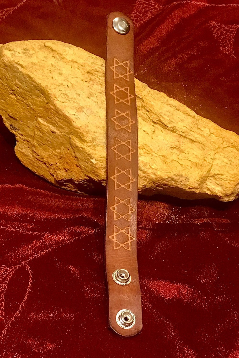 Leather Star Of David Bracelet, Support Israel Kabbalah Magen David Bracelet, Jewish Leather Bracelet,Spiritual Jewish Leather Bracelet