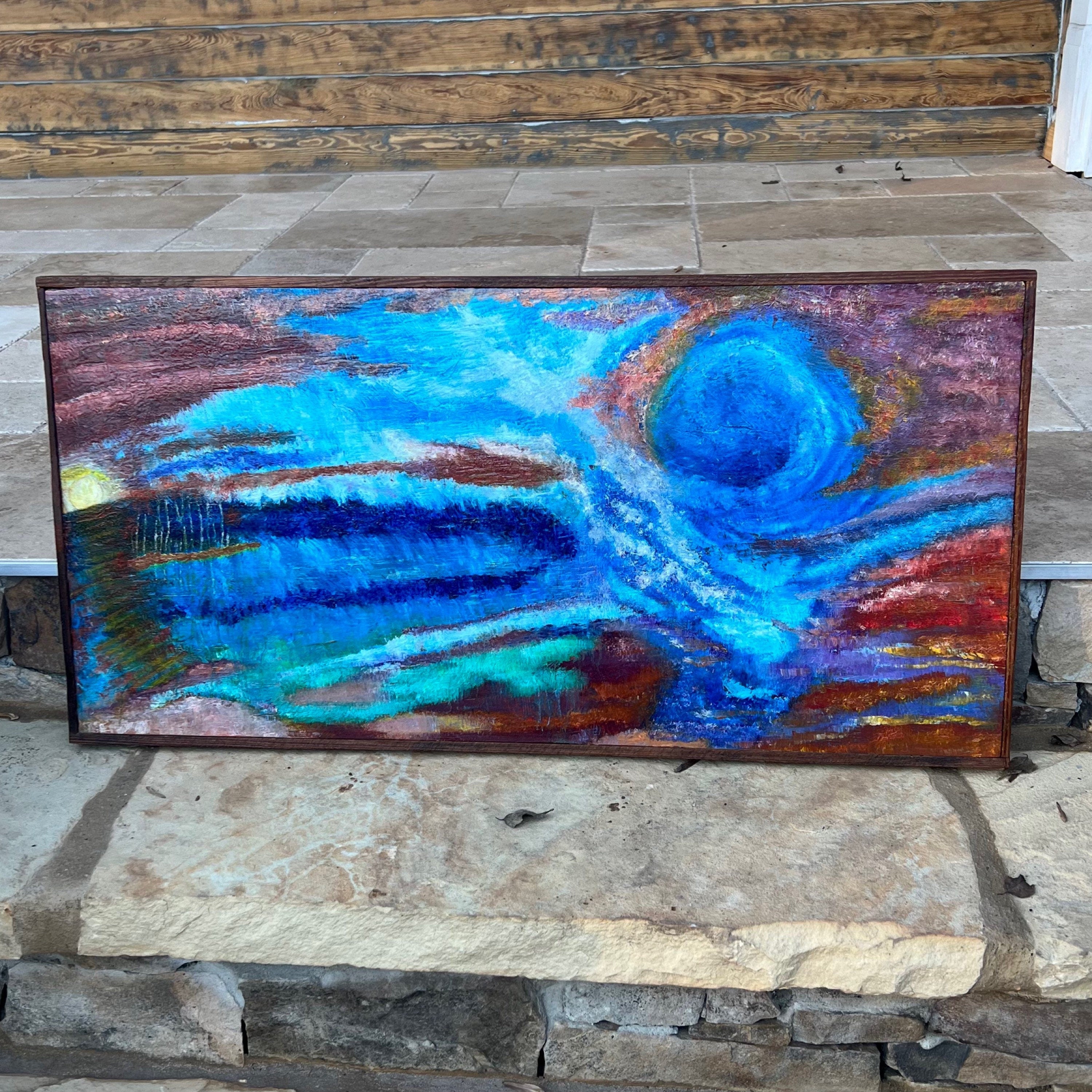 Wall Modern Large Reclaimed Wood Art, Abstract Mix Media Decor Original Oil Painting Wall Art, Farmhouse country CabIn Contemporary Decor
