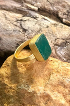 Green Onyx Rough Gemstone Ring, Brass Ring, Adjustable Boho Ring, Tribal Jewelry, Gypsy Rings, Crystal Stone Ring, Statement Spiritual Ring