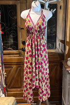 Boho Silk Dress, Bohemian Halter, Dress Ethnic Beach Dress, Festival Dress, Hippie Dress, Vintage Recycled Silk Dress, Boho Chic Gypsy Dress