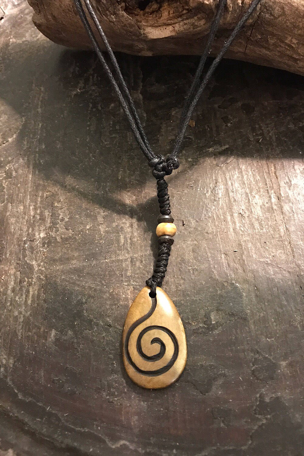 Carved Bone Pendant Necklace/ Chakra Necklace/ BoHo Bone Necklace/ Mantra Pendant/ Festival Jewelry/ Bone Pendant/ Spiritual Jewelry Gifts