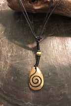 Carved Bone Pendant Necklace/ Chakra Necklace/ BoHo Bone Necklace/ Mantra Pendant/ Festival Jewelry/ Bone Pendant/ Spiritual Jewelry Gifts