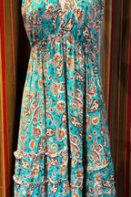 Boho Long Ruffle Dress, Hippie Dress, Open back Dress, Bohemian Festival Ethnic Dress, Boho Dress, Beach Halter Ruffle Boho Gypsy Dress