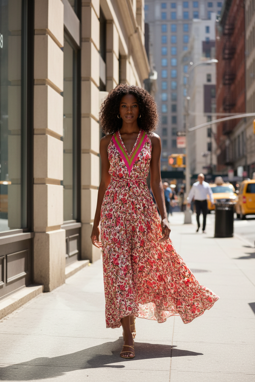 Ethnic, Gypsy, Hippie, Festival, Ruffle dress, alternate view from Ariel La Boutique