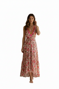 Boho Ruffle Long Dress, Hippie Dress, Open back Dress, Bohemian Festival Ethnic Dress, Boho Chic Dress, Beach Halter Ruffle Gypsy Dress