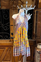 Boho Ruffle Dress, Hippie Dress, Open back Dress, Bohemian Festival Ethnic Dress, Boho Dress, Beach Halter Ruffle Dress Gypsy Boho Dress