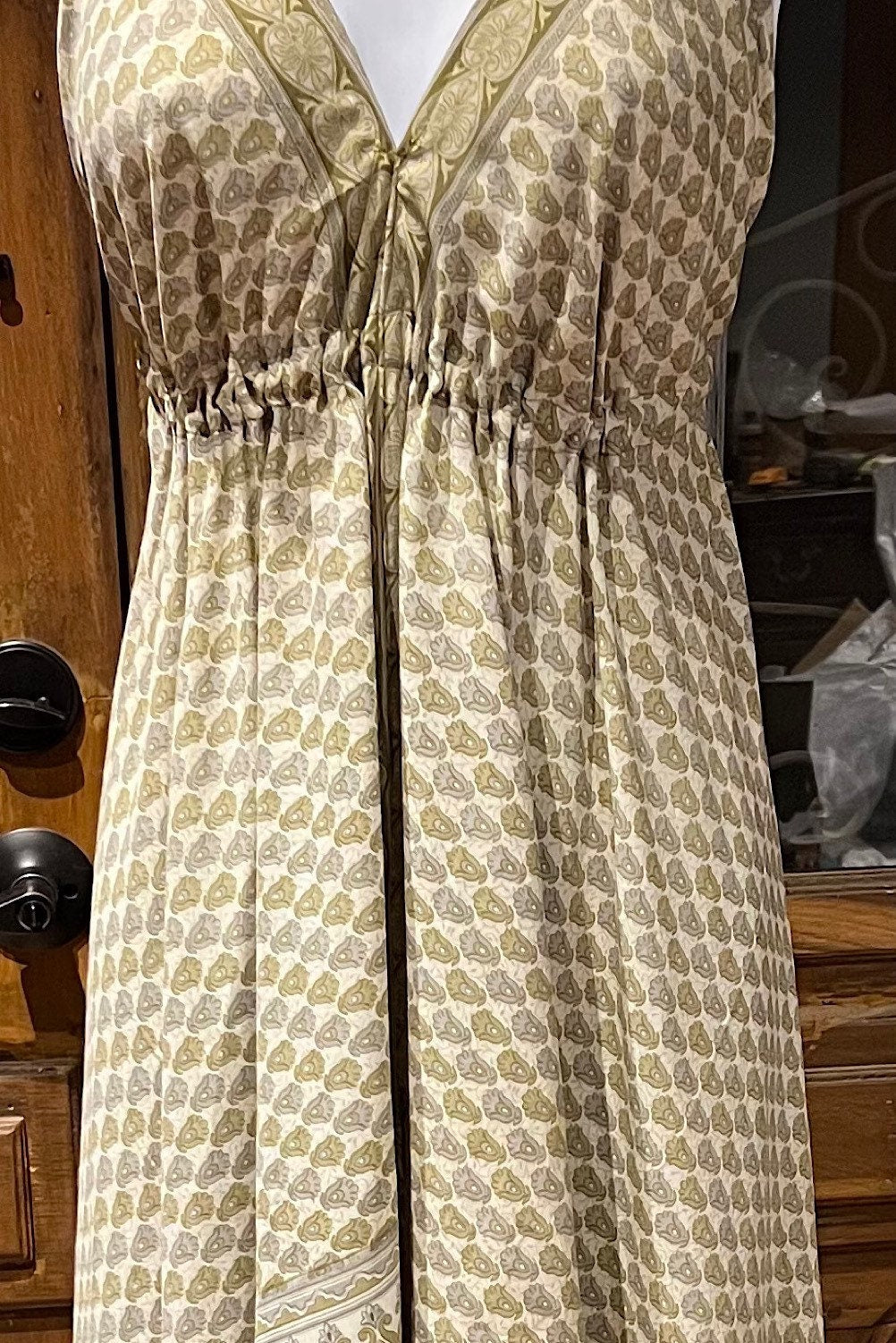 Boho Silk Dress, Bohemian Halter, Dress Ethnic Beach Dress, Festival Dress, Hippie Dress, Vintage Recycled Silk Dress, Boho Chic Gypsy Dress
