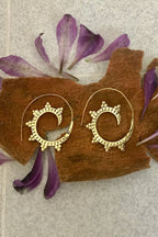 Spiral Brass Earrings/Bucklace d'oreille Laiton Lotus/ Boho Earrings/ Tribal Jewelry/ Gypsy Hoop Earrings/ Ethnic Earrings/ Laboho/ Belly