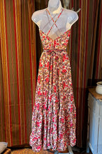 Boho Ruffle Long Dress, Hippie Dress, Open back Dress, Bohemian Festival Ethnic Dress, Boho Chic Dress, Beach Halter Ruffle Gypsy Dress