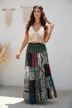 Boho long Skirt, Patchwork Long Maxi Skirt, Bohemian Boho Chic Festival Skirt, Ethnic Hippie Summer One Size Feminine Long Skirt, Boho SkIrt