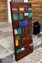 Wall Reclaimed Wood Art Decor, modern large Rustic Mix Media, Sculpture Geometric Abstract County Cabin 3d Mosaic Farmhouse Coastal Wall Art