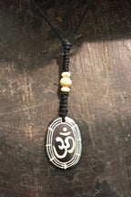 Carved Bone Pendant Necklace/ Chakra Necklace/ BoHo Bone Necklace/ Om Pendant/ Festival Jewelry/ Bone Pendant/ Spiritual Jewelry Gifts