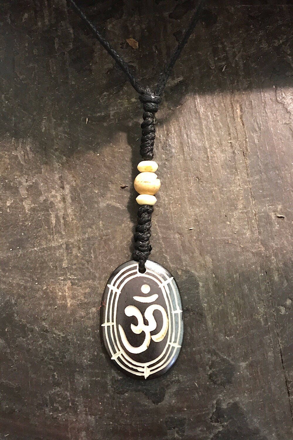 Carved Bone Pendant Necklace/ Chakra Necklace/ BoHo Bone Necklace/ Om Pendant/ Festival Jewelry/ Bone Pendant/ Spiritual Jewelry Gifts