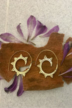 Spiral Brass Earrings/Bucklace d'oreille Laiton Lotus/ Boho Earrings/ Tribal Jewelry/ Gypsy Hoop Earrings/ Ethnic Earrings/ Laboho/ Belly