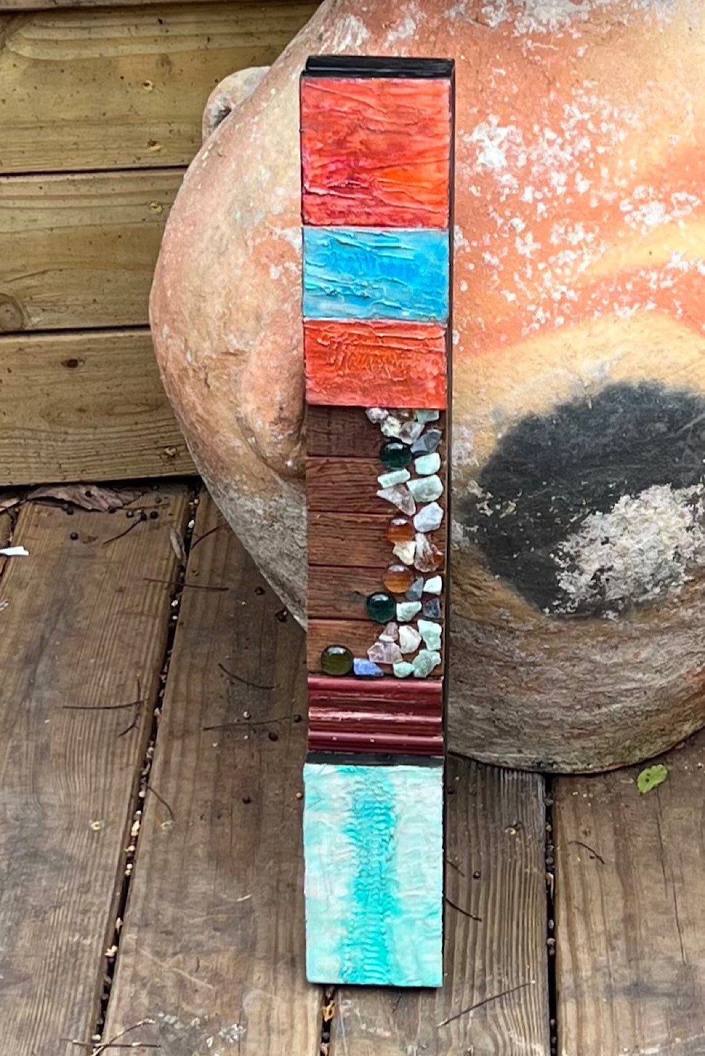 Wall totem Art, Totem Art, Reclaimed Wood Wall modern totem Rustic Mix Media, Sculpture Geometric Abstract County Cabin Farmhouse Beach Art