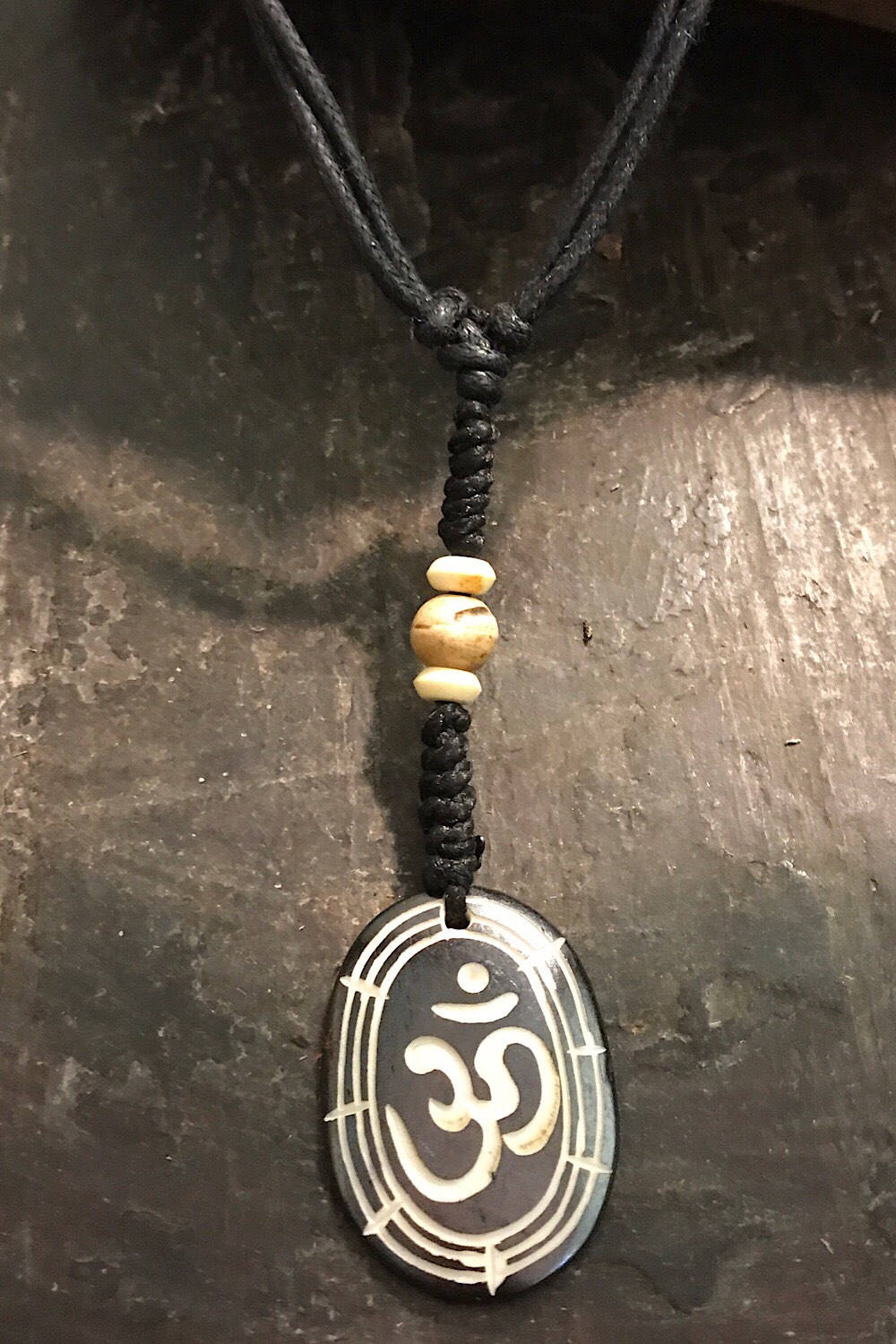 Carved Bone Pendant Necklace/ Chakra Necklace/ BoHo Bone Necklace/ Om Pendant/ Festival Jewelry/ Bone Pendant/ Spiritual Jewelry Gifts