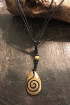 Carved Bone Pendant Necklace/ Chakra Necklace/ BoHo Bone Necklace/ Mantra Pendant/ Festival Jewelry/ Bone Pendant/ Spiritual Jewelry Gifts
