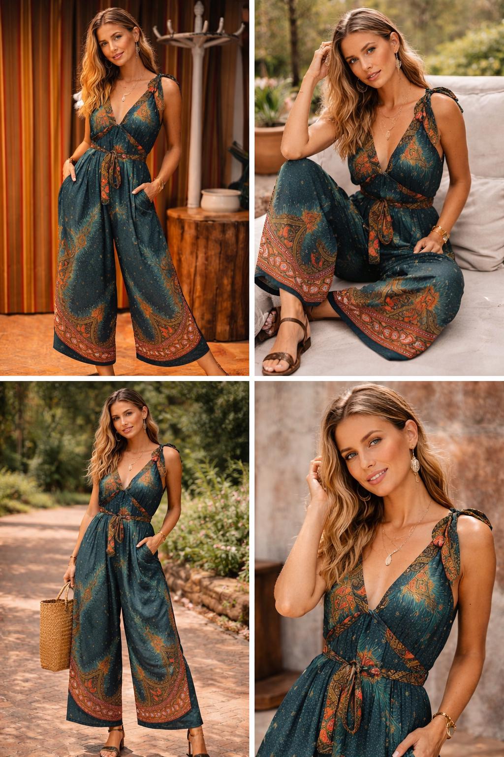 Boho Jumpsuit, Bohemian Clothing, Boho jumpsuit Harem Pants, Loose Yoga  Festival Pants, Wide Leg Women Festival Pants, Hippie Summer Romper