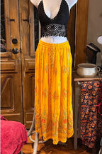 Boho long skirt, Sequined Embroidery Long Maxi Skirt, Bohemian Chic Festival Ethnic Hippie Summer One Size Feminine Long Skirt.
