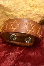 Leather Star Of David Bracelet, Support Israel Kabbalah Magen David Bracelet, Jewish Leather Bracelet,Spiritual Jewish Leather Bracelet