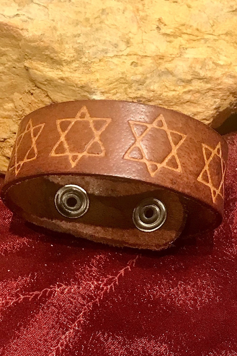 Leather Star Of David Bracelet, Support Israel Kabbalah Magen David Bracelet, Jewish Leather Bracelet,Spiritual Jewish Leather Bracelet