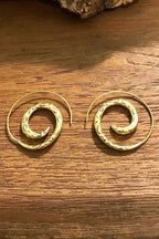 Spiral Brass Earrings/ Bucklace d'oreille Laiton Lotus/ Boho Earrings/ Tribal Jewelry/ Gypsy Hoop Earrings/ Ethnic Earrings/ Laboho