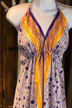 Boho Silk Dress, Bohemian Halter, Dress Ethnic Beach Dress, Festival Dress, Hippie Dress, Vintage Recycled Silk Dress, Boho Chic Gypsy Dress