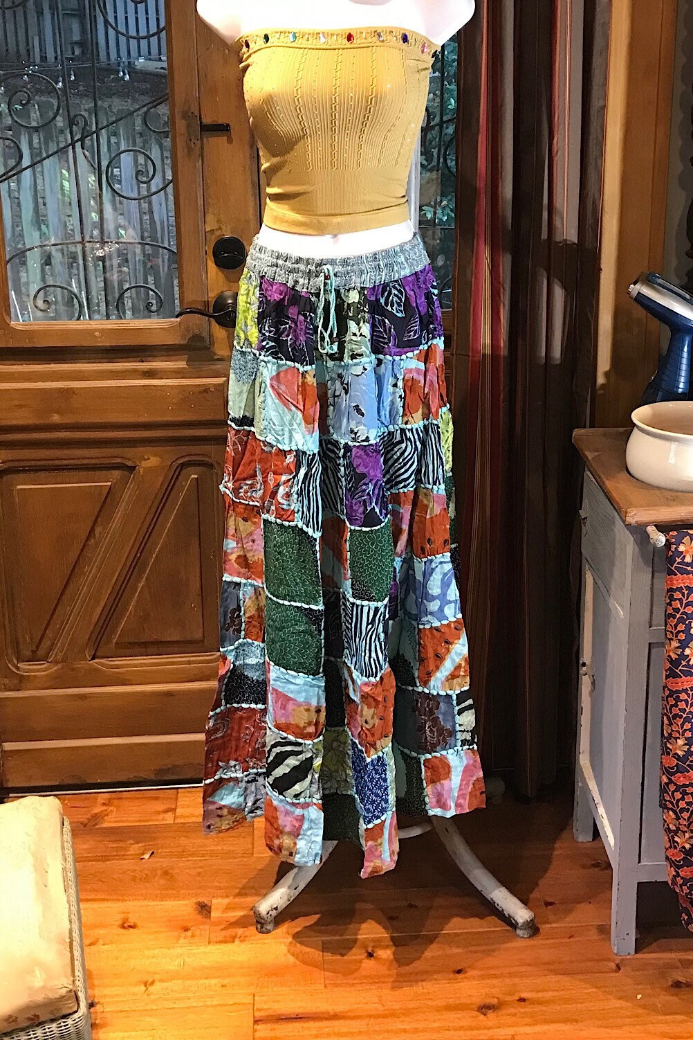 Boho long Skirt, Patchwork Long Maxi Skirt, Bohemian Boho Chic Festival Skirt, Ethnic Hippie Summer One Size Feminine Long Skirt, Boho SkIrt