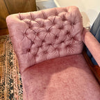 Antique Victorian Chaise Longue – New Velvet Upholstery, Tufted Back, Carved Wood Fainting Couch, Vintage Chaise Lounge Furniture