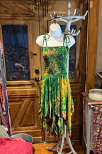Bohemian Dress,  Tie Dye Vintage Sari Silk Bohemian Boho Chic Festival Ethnic Hippie Summer dress, Gypsy Dress, Fairy Beach Boho Dress,