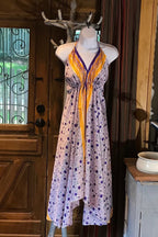 Boho Silk Dress, Bohemian Halter, Dress Ethnic Beach Dress, Festival Dress, Hippie Dress, Vintage Recycled Silk Dress, Boho Chic Gypsy Dress