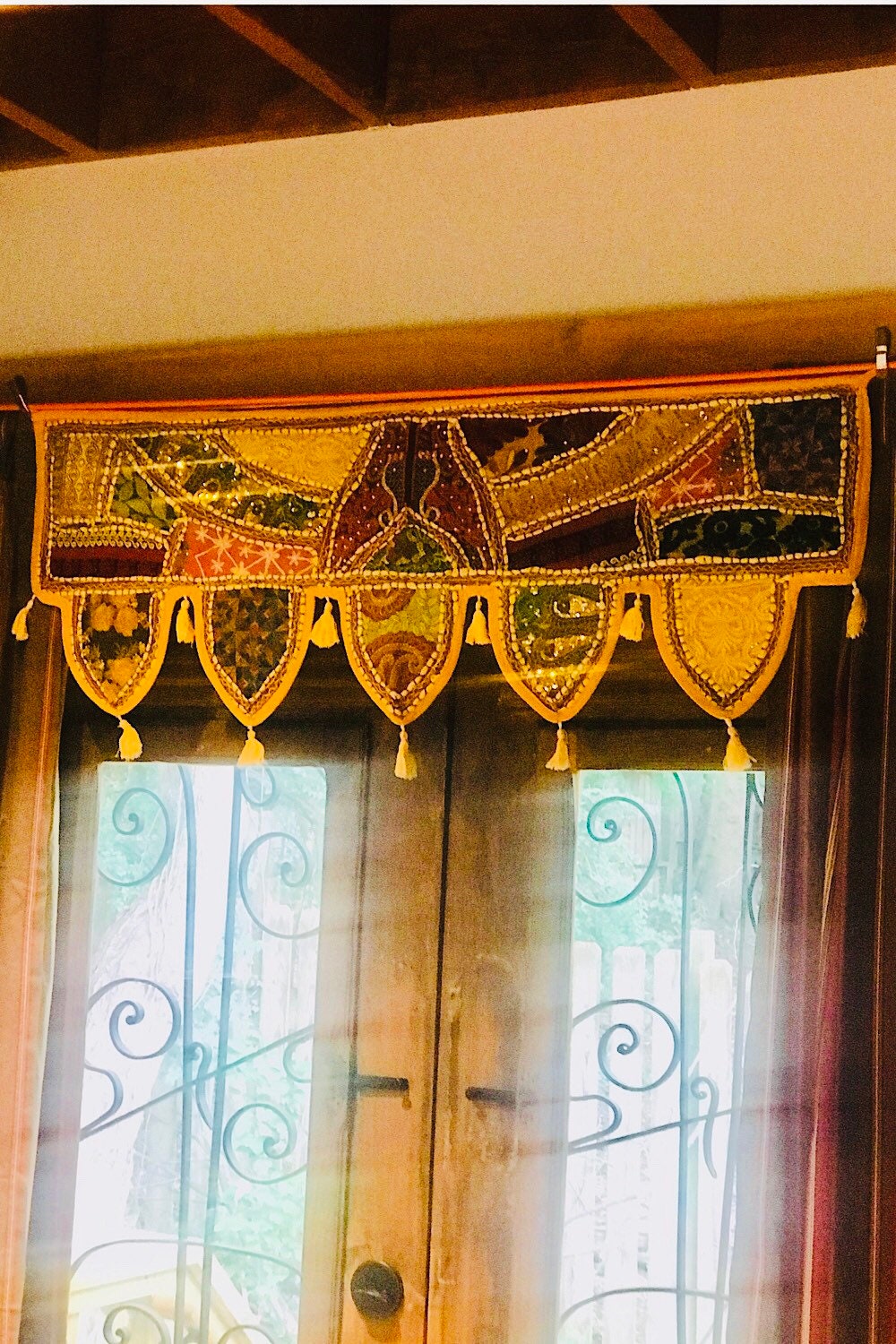 Door Toran Festival Bohemian Colorful Yellow Wall Hanging, Cotton Boho Toran Tapestry, Window Hanging, Door Hanging