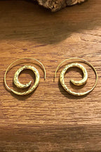 Spiral Brass Earrings/ Bucklace d'oreille Laiton Lotus/ Boho Earrings/ Tribal Jewelry/ Gypsy Hoop Earrings/ Ethnic Earrings/ Laboho