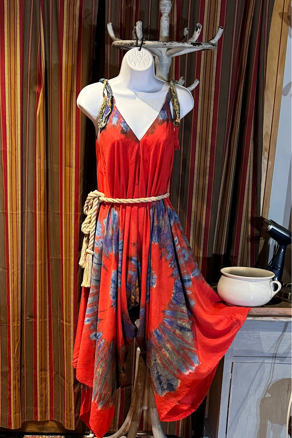 Boho Tie Dye Jumpsuit, Bohemian Clothing, Boho jumpsuit Harem Pants, Loose Yoga  Festival Pants, Wide Leg Women Festival Pants, Hippie Pants