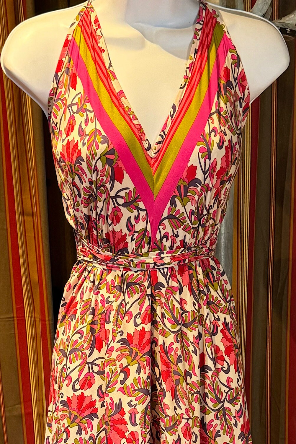 Boho Ruffle Long Dress, Hippie Dress, Open back Dress, Bohemian Festival Ethnic Dress, Boho Chic Dress, Beach Halter Ruffle Gypsy Dress