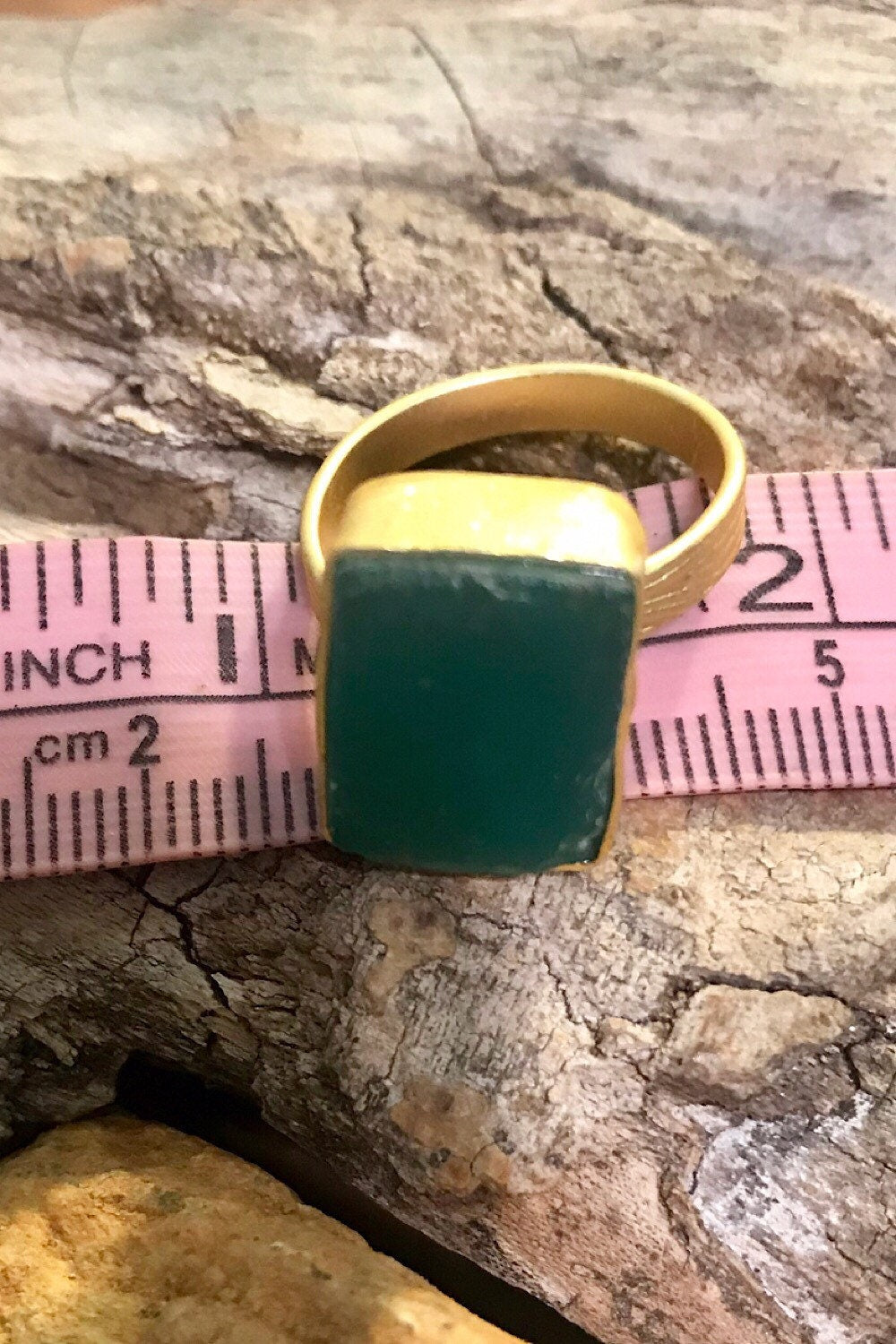 Green Onyx Rough Gemstone Ring, Brass Ring, Adjustable Boho Ring, Tribal Jewelry, Gypsy Rings, Crystal Stone Ring, Statement Spiritual Ring