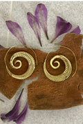 Spiral Brass Earrings/ Bucklace d'oreille Laiton Lotus/ Boho Earrings/ Tribal Jewelry/ Gypsy Hoop Earrings/ Ethnic Earrings/ Lalaboho