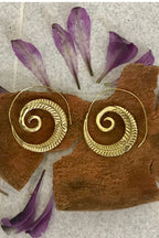 Spiral Brass Earrings/ Bucklace d'oreille Laiton Lotus/ Boho Earrings/ Tribal Jewelry/ Gypsy Hoop Earrings/ Ethnic Earrings/ Lalaboho