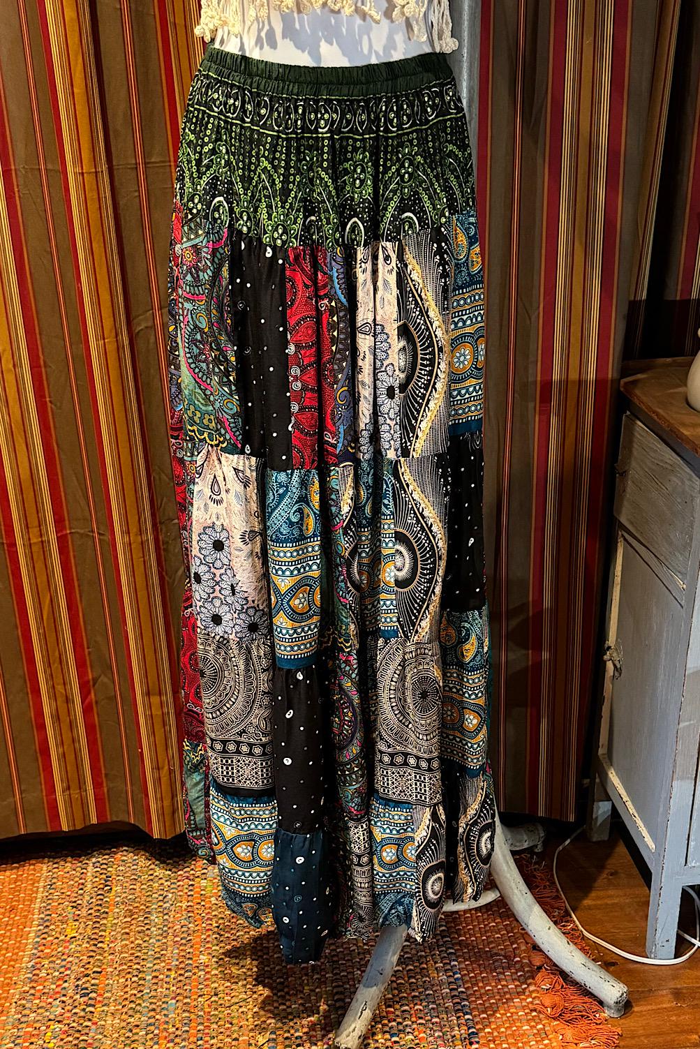 Boho long Skirt, Patchwork Long Maxi Skirt, Bohemian Boho Chic Festival Skirt, Ethnic Hippie Summer One Size Feminine Long Skirt, Boho SkIrt